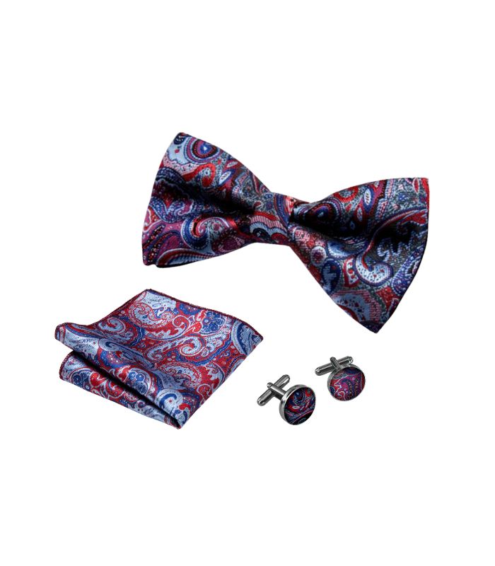 Paisley vlinderdas set rood